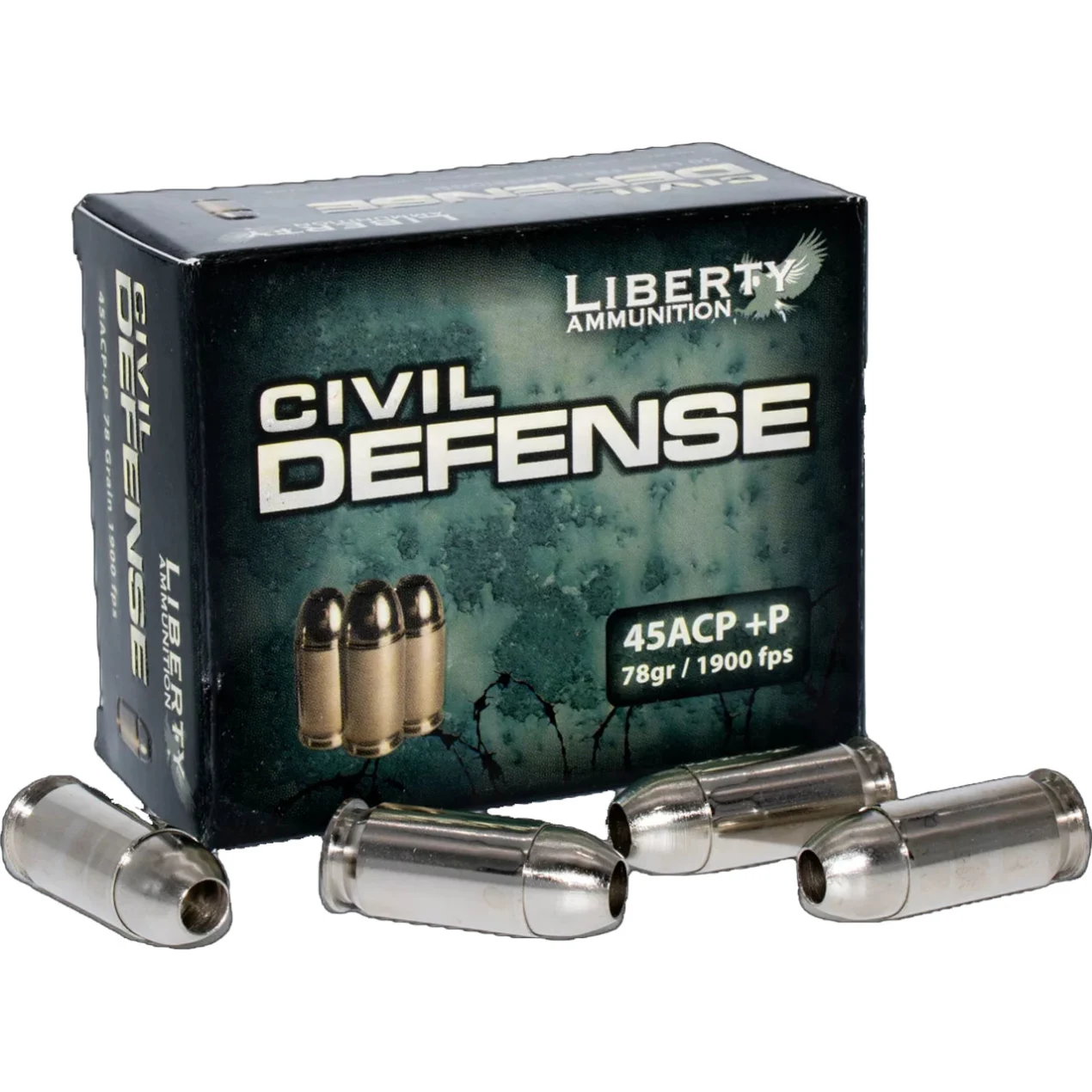 Liberty Ammunition Civil Defense 45 Auto +P 78 Grain Open Cavity Hollow Point