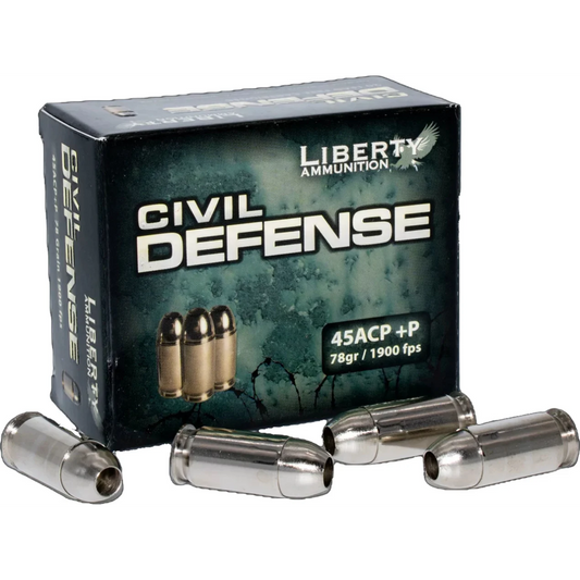 Liberty Ammunition Civil Defense 45 Auto +P 78 Grain Open Cavity Hollow Point